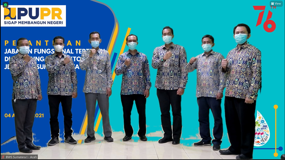 Pejabat Fungsional BWS Sumatera I yang dilantik di temani oleh Kabalai (ke tiga dari kanan)